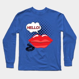 Retro Red Lips Telephone Pop Art Long Sleeve T-Shirt